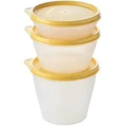 Tupperware 3er-Classic-Set Frischhaltedosen klein  ¦ gelb ¦ Kunststoff ¦ Maße