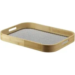 KHG Serviertablett   ¦ holzfarben ¦ Bambus,Metall ¦ Maße (cm): B: 33 H: 4,6