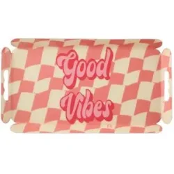 HOME STORY Tablett Good Vibes   ¦ gelb ¦ Eisen ¦ Maße (cm): B: 15 H: 3