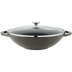 Meisterkoch Gusseisen-Wok mit Deckel  OPUS ¦ Gußeisen ¦ Maße (cm): H: 10  Ø: 37