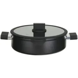 KHG Serviertopf   ¦ schwarz ¦ Aluminium ¦ Maße (cm): H: 8,5  Ø: 28
