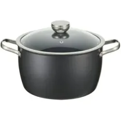 Meisterkoch Kochtopf  LOTUS ¦ schwarz ¦ Carbonstahl ¦ Maße (cm): H: 14  Ø: 24