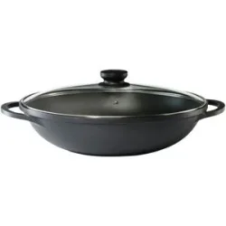KHG Wok   ¦ schwarz ¦ Aluminium-Guss ¦ Maße (cm): H: 9  Ø: 36