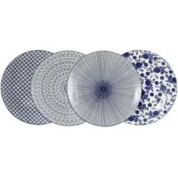 KHG Speiseteller 4er Set Vario ¦ blau ¦ Porzellan ¦ Maße (cm): H: 2,5  Ø: 26.5
