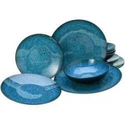 CreaTable Kombiservice  Capri ¦ blau ¦ Steinzeug/Steingut ¦ Maße (cm): B: 26 H: