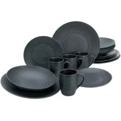 CreaTable Kombiservice  Lava Stone ¦ schwarz ¦ Steinzeug/Steingut ¦ Maße (cm):