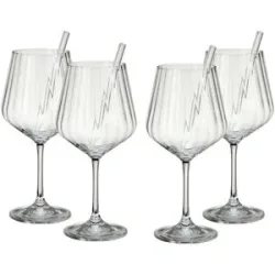 Nachtmann Gin & Tonic Gläser mit Glastrinkhalmen 4er Set Tastes Good ¦