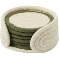 HOME STORY 6er Untersetzer   ¦ grün ¦ Textil ¦ Maße (cm): H: 6  Ø: 11