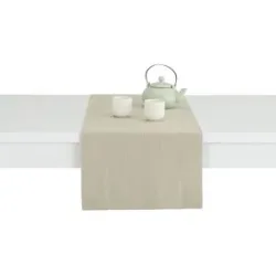 como Tischläufer  Uni ¦ beige ¦ Leinen ¦ Maße (cm): B: 40