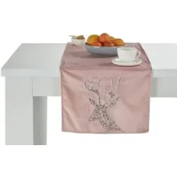 Höffner Tischläufer  Hirsch ¦ rosa/pink ¦ Synthetik ¦ Maße (cm): B: 40