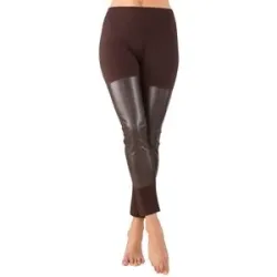 Leggings mit Kunstleder-Besatz, braun