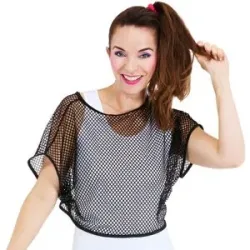 Kurzes Netzshirt, schwarz