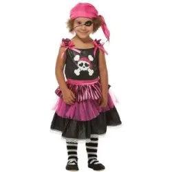 Piratin-Kostüm für Kinder, pink/schwarz
