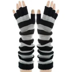 Strick-Handschuhe, grau/schwarz, 40 cm