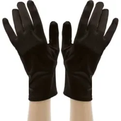 Satin-Handschuhe, schwarz, 23 cm