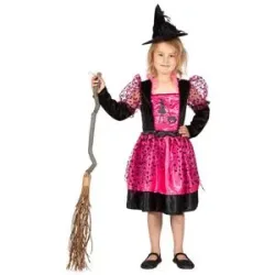 Hexenkostüm für Kinder, schwarz/pink