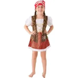 Piratin-Kostüm für Kinder, braun/rot