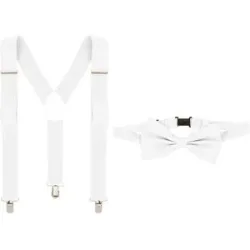 Set Hosenträger & Fliege, weiß
