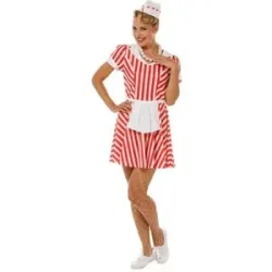 buttinette-Diner Kleid, rot/weiß