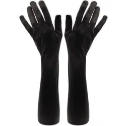 Satin-Handschuhe, schwarz, 55 cm