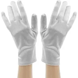 Satin-Handschuhe, silber, 23 cm