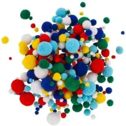 Pompons, bunt, 4?25 mm Ø, 400 Stück