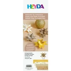 Heyda Papierstreifen-Set Fröbelsterne, gold-creme, 96 Streifen
