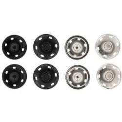 buttinette Druckknöpfe zum Annähen, silber und schwarz, Größe: 30 mm Ø, Inhalt: 4 Stück