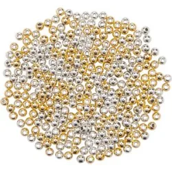 Rundperlen, gold und silber, 2 mm Ø, 400 Stück