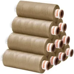 buttinette Universal-Nähgarn, Stärke: 100, 10er-Pack, beige