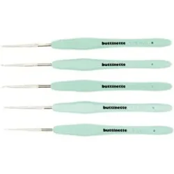 buttinette Garnhäkelnadel-Set, 5 Stück, Stärken: 0,75?1,75 mm