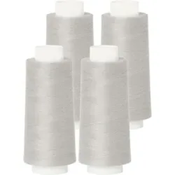 buttinette Overlockgarn im 4er-Pack, Stärke 120, 2500m-Spule, silber
