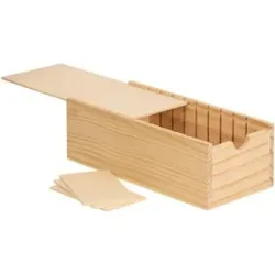 Karteikasten aus Holz, 28 x 12,6 x 9 cm