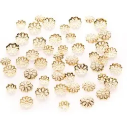 Perlkappen, gold, 6?10 mm Ø, 50 Stück