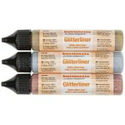 buttinette Glitterliner, gold-silber-kupfer, 3x 28 ml