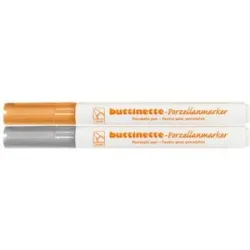 buttinette Porzellanmarker, gold/silber, 2 Stifte