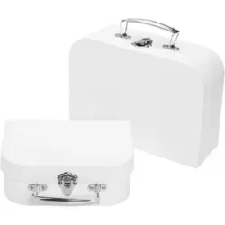 Deko-Koffer-Set, weiß, 25 x 18 x 8,5 cm und 20 x 14 x 7,5 cm, 2 Stück