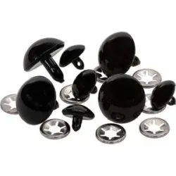 Tieraugen, schwarz, 16 + 24 mm, 8 Stück