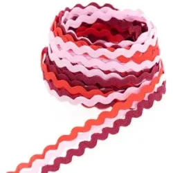 Zackenlitzenpaket, rot-rosa, 7 mm, 3x 3 m