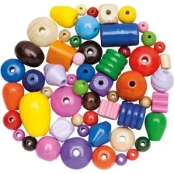 Holzperlenmix, bunt, 500 g