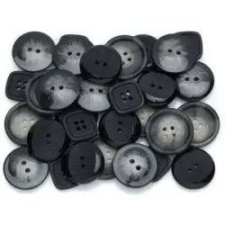 buttinette Standardknöpfe, schwarz/grau, 17?20 mm, Inhalt: 32 Stück
