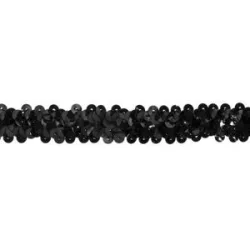 Elastik-Paillettenband, schwarz, Breite: 20 mm, Länge: 3 m