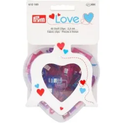 Prym Love Stoffklammern inkl. Herzbox, Farbe: bunt, Größe: 2,6 cm, Inhalt: 40 Stück