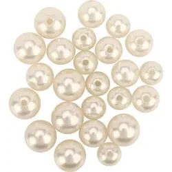 Rundperlen, creme, 12, 14 und 16 mm Ø, 24 Stück