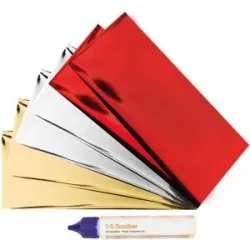 buttinette Metallic-Effektfolien-Set, gold/silber/rot