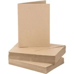 Recycling -Doppelkarten & Hüllen, A6 / C6, braun, je 25 Stück