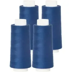 buttinette Overlockgarn im 4er-Pack, Stärke 120, 2500m-Spule, jeansblau