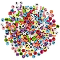 Buchstabenperlen, bunt, 7 mm Ø, 50 g