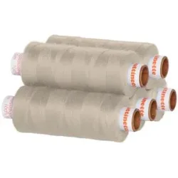buttinette Universal-Nähgarn, Stärke: 100, 5er-Pack, leinen