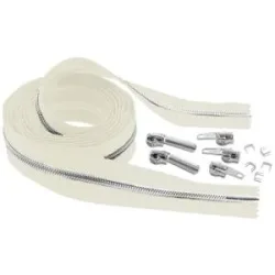 buttinette Endlosreißverschluss im Set, mit silberfarbiger Spirale 6,5 mm, 2 m, ecru